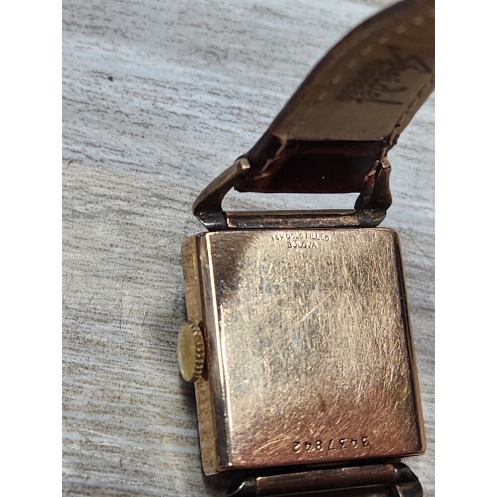1940's Bulova Conrad Watch 14kt Rose Gold Filled, Running, Runs Fast - Picture 6 of 10